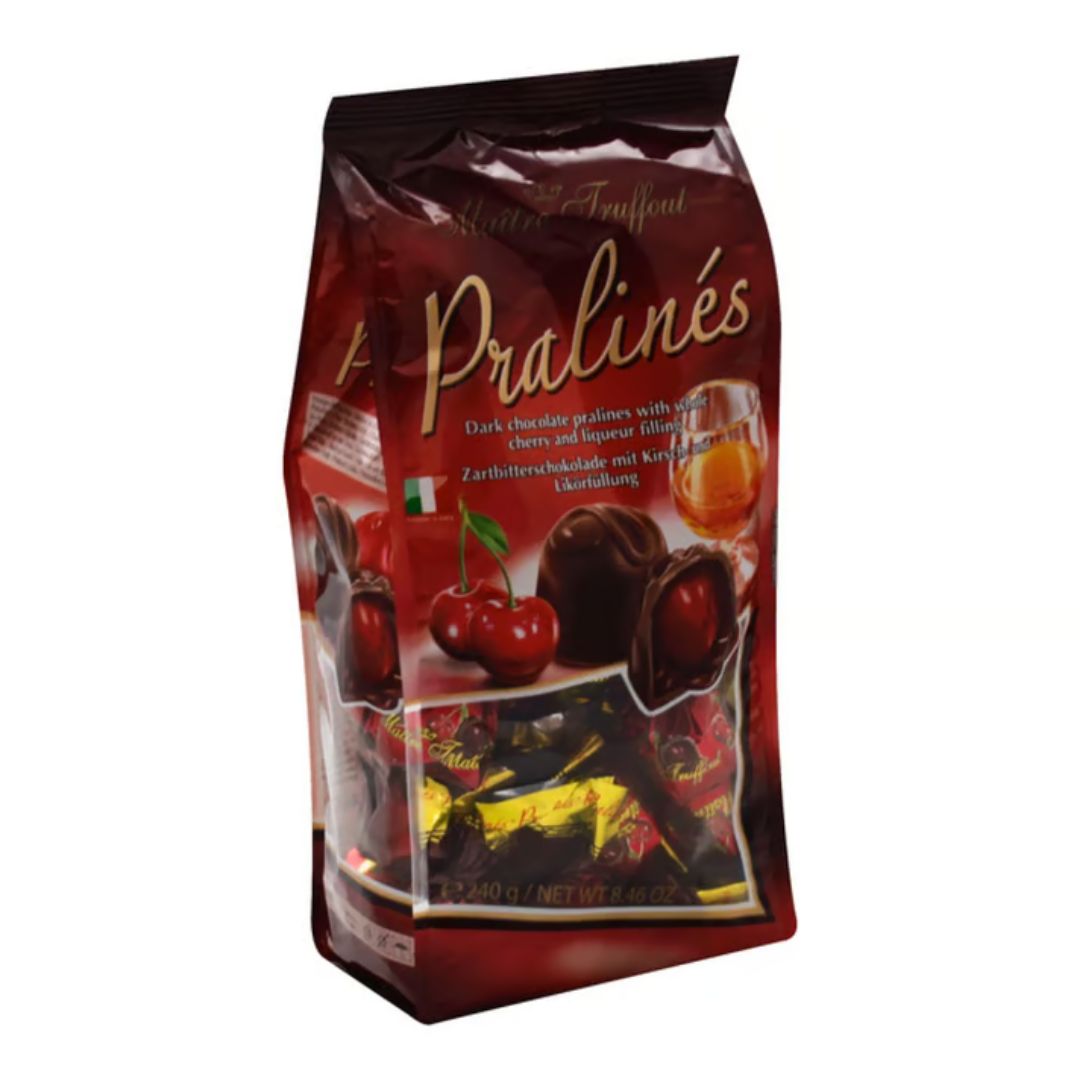 Maitre Truffout Dark Chocolate Pralines w. Liquor &amp; Cherry 240g