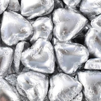Chocolate Foiled Heart 500g - Silver