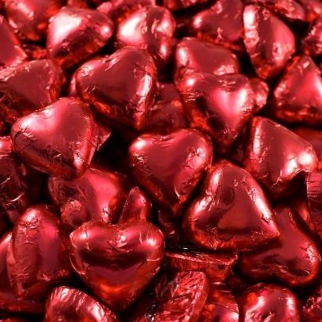 Chocolate Foiled Hearts 1kg (Discontinued)