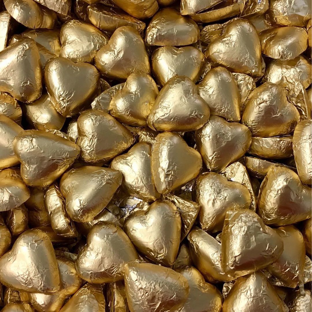 Chocolate Foiled Heart 500g - Gold