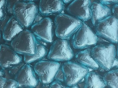Chocolate Foiled Heart 500g - Sky Blue
