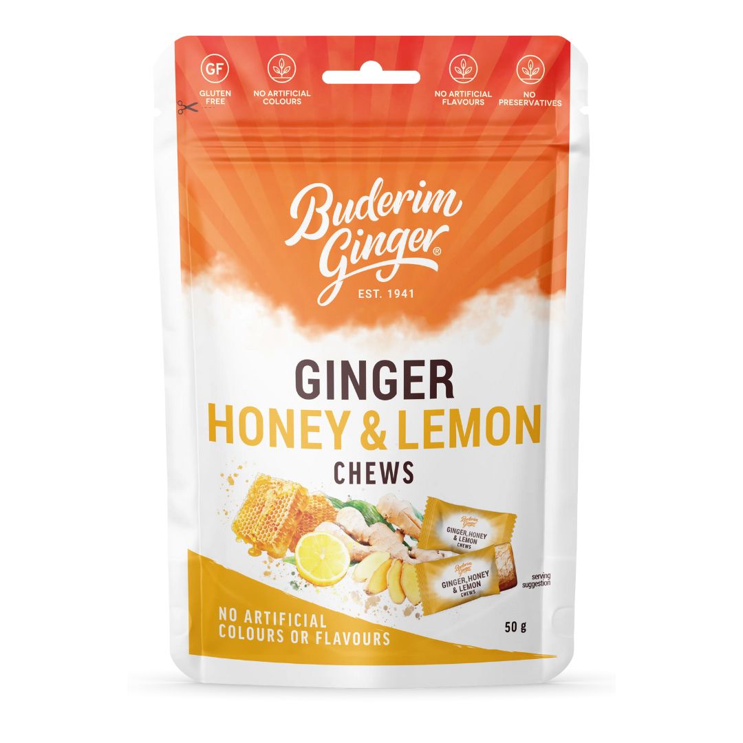 Buderim Ginger Honey &amp; Lemon Chews 50g