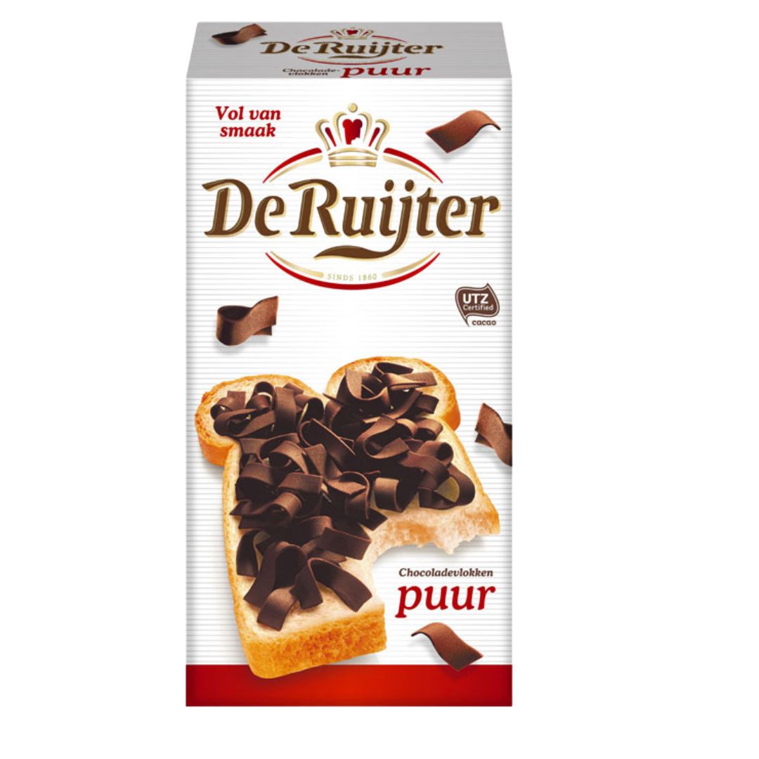 Chocolate Flakes (Chocoladevlokken Puur) - Dark Choc, Size: 200g