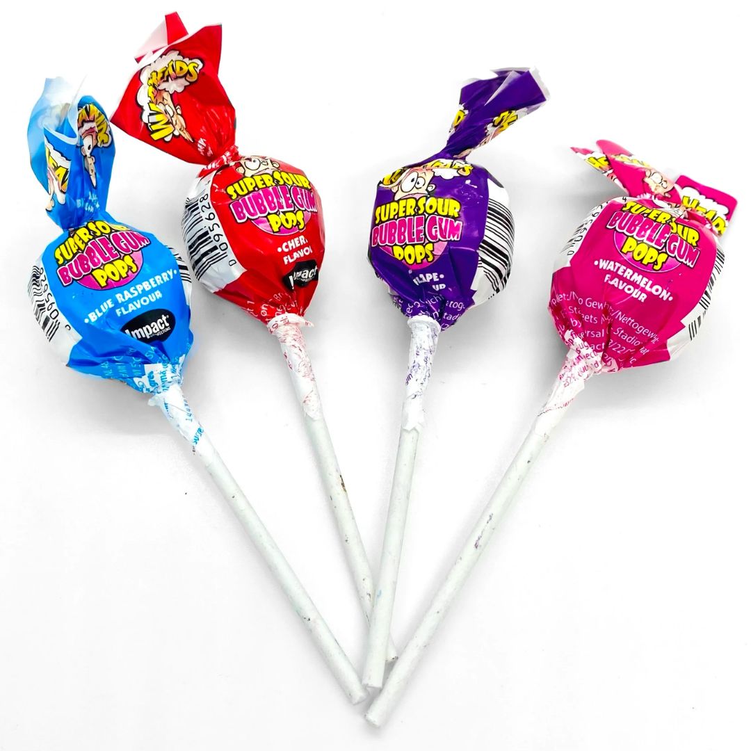 Warheads Super Sour Bubblegum Lollipop, Size: 19g