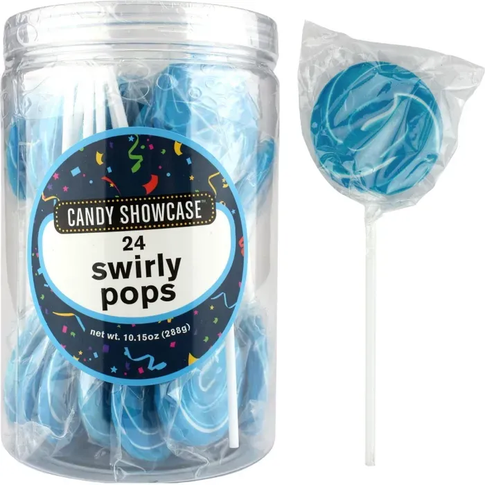 Small Swirl Pop (Round)  288g (24pc x 12g), Colour: CLEARANCE - Blue
