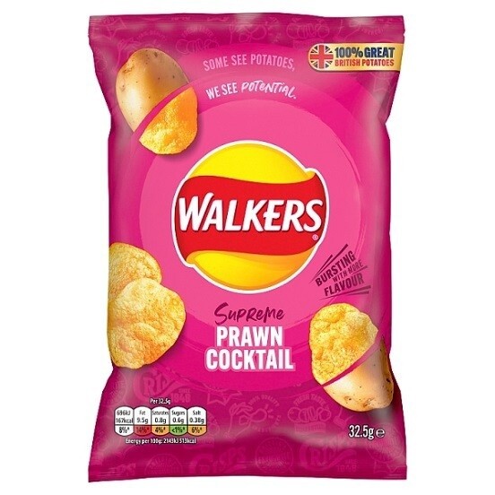 REDUCED BB MAR 26- Walkers Prawn Cocktail Crisps 32.5g
