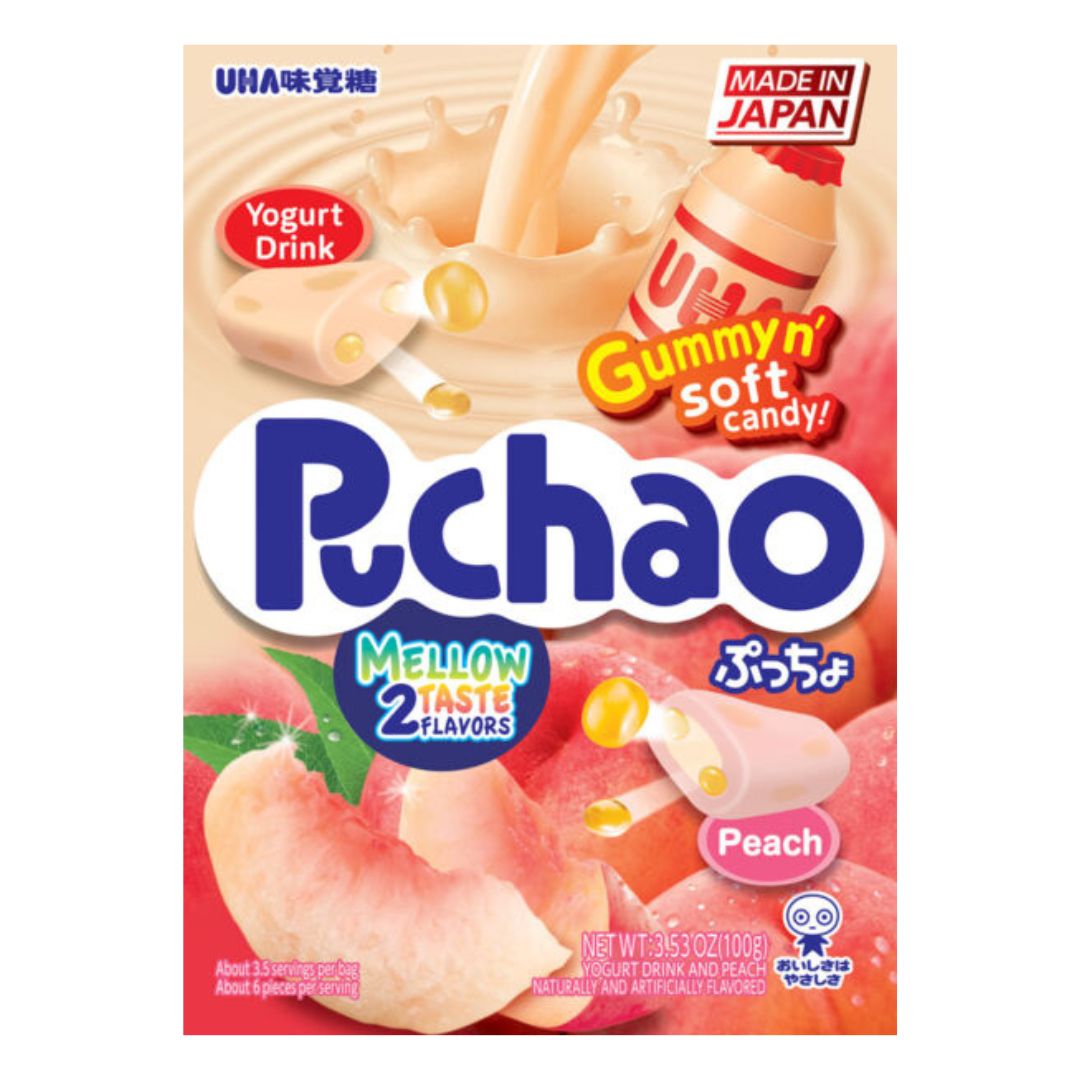 Japanese Puchao Gummi Candy 100g, Flavour: Yoghurt &amp; Peach