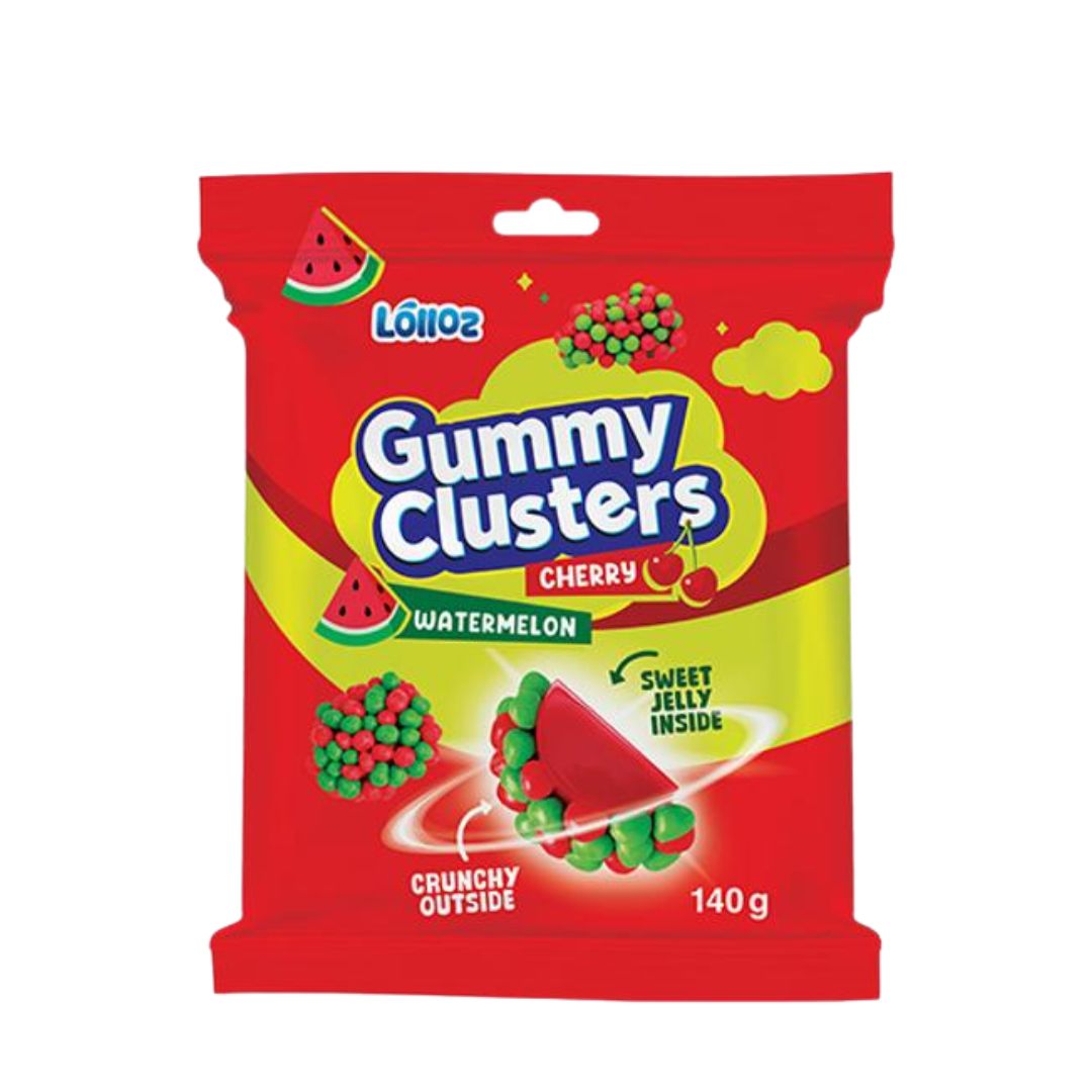 Gummy Clusters - Watermelon &amp; Cherry 140g (Lolloz)