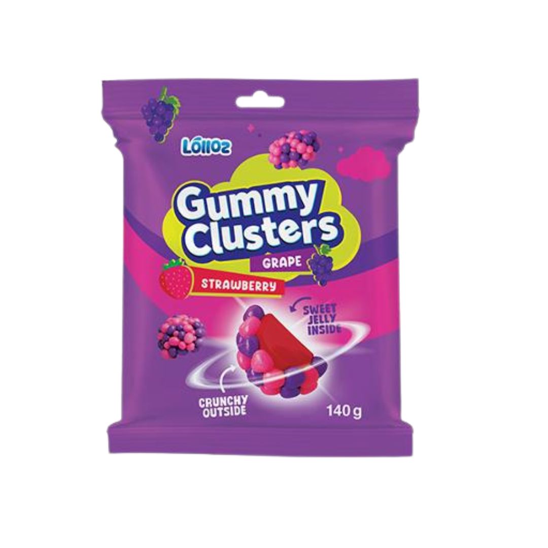 Gummy Clusters - Strawberry &amp; Grape 140g (Lolloz)