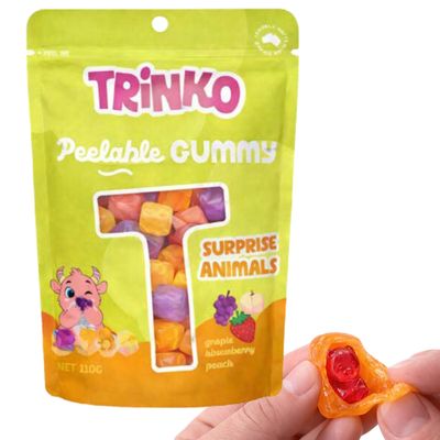 Peelable Gummi 110g - Surprise Animals Grape, Strawberry &amp; Peach