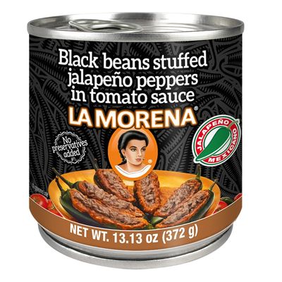 Whole Jalapenos stuffed with refried black beans 372g