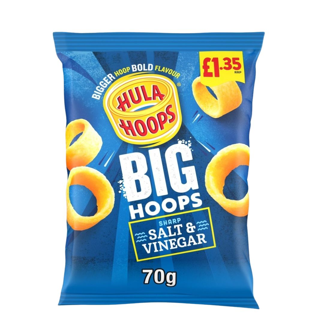 Hula Hoops (UK Crisps) Big Hoops - Salt &amp; Vinegar, Size: 70g