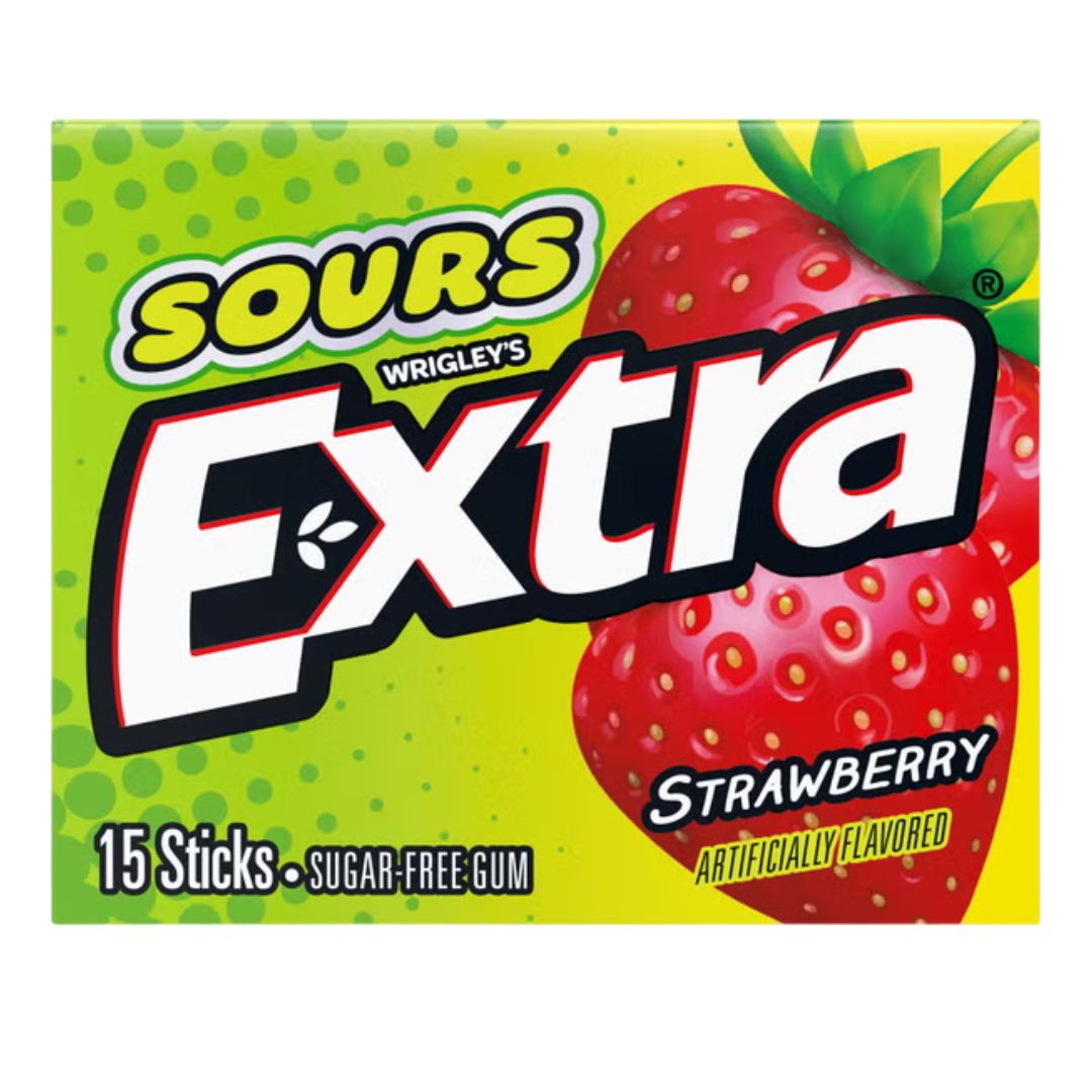 Extra Gum Sours 15pc - Strawberry