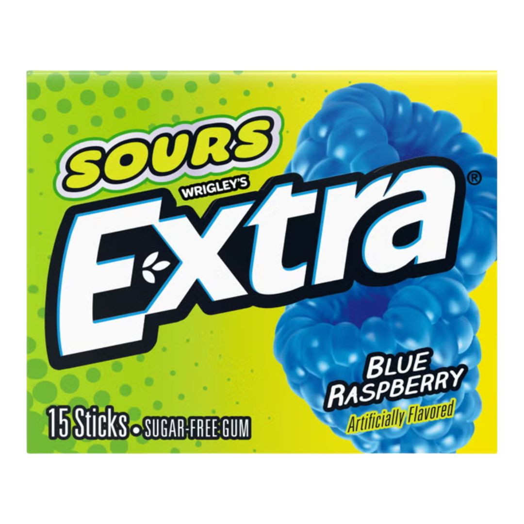 Extra Gum Sours 15pc - Blue Raspberry