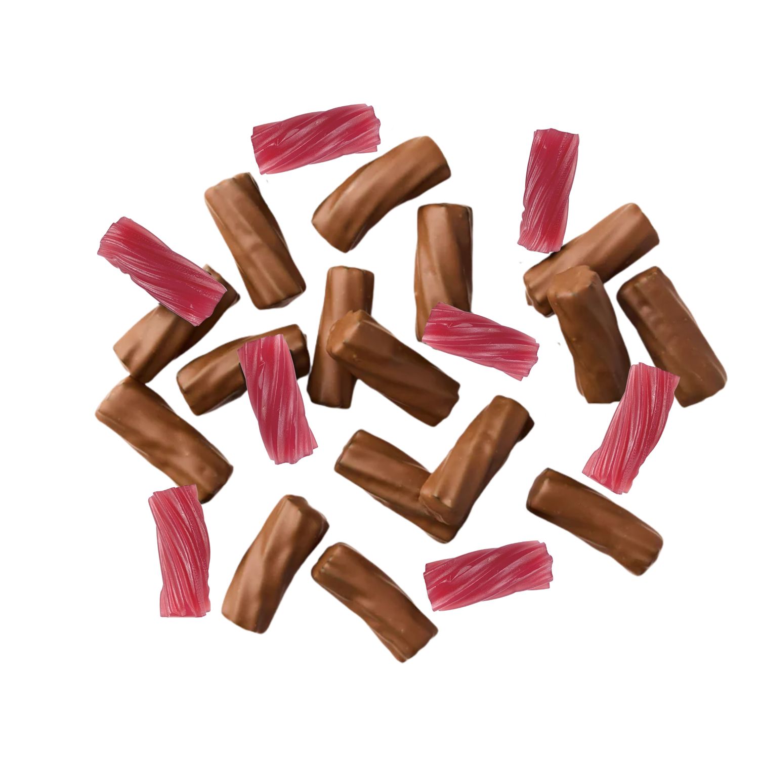Chocolate Coated Strawberry Licorice Twist Pieces - Milk Choc 875g