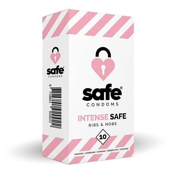 SAFE - CONDOOMS - RIBBELS EN NOPJES (10 STUKS)