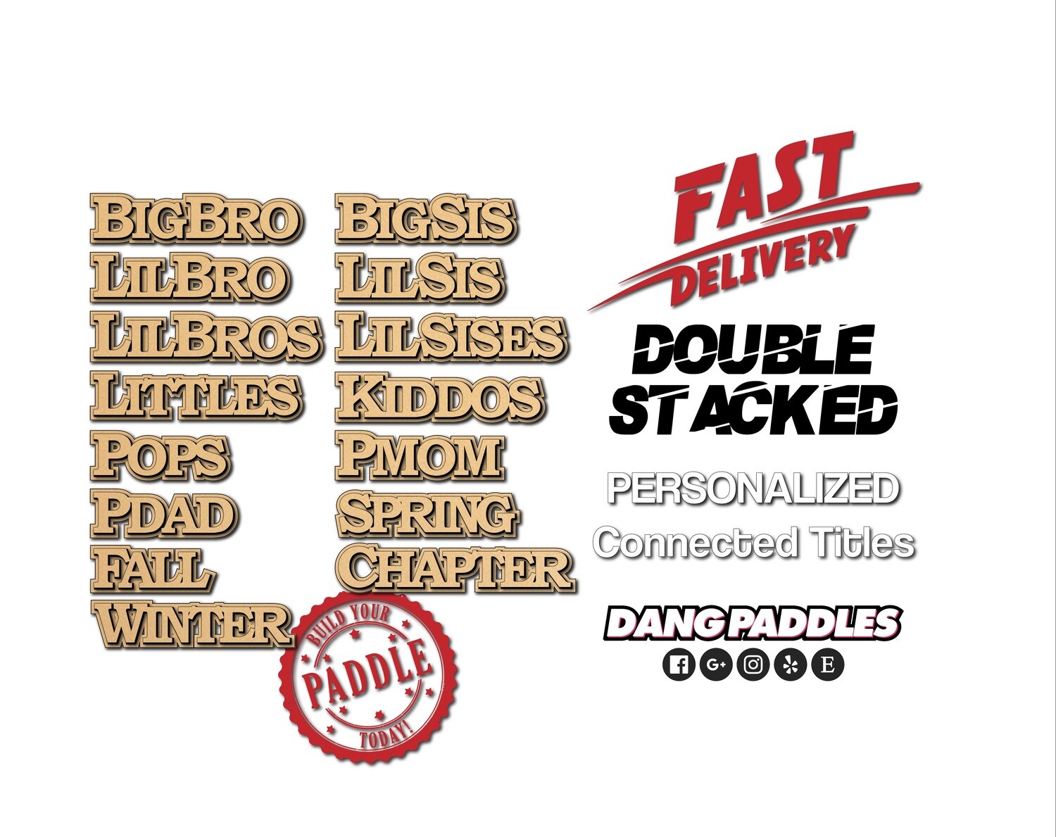 Double Stack Wooden Titles for Paddles