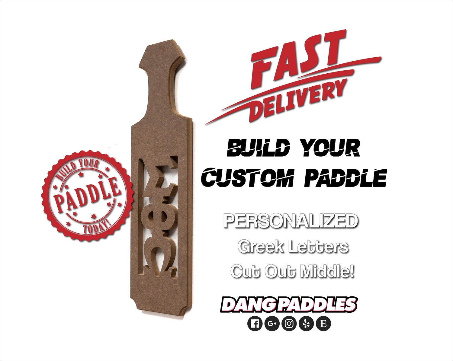 2ft Paddle with Greek Letters Cut out