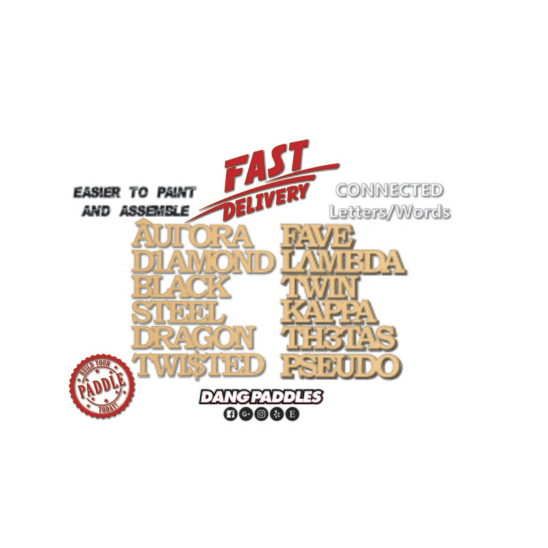 Wooden Connected Letters for Paddles