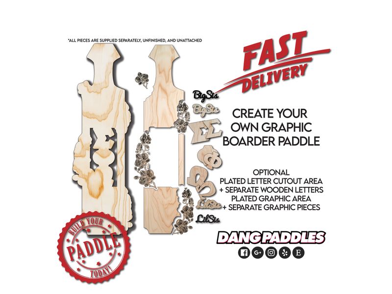 6ft Custom Graphic Border Layout Greek Paddle (Dragon, Flower, Characters)