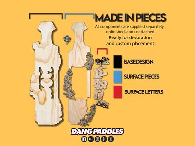 6ft Custom Graphic Border Layout Greek Paddle (Dragon, Flower, Characters)