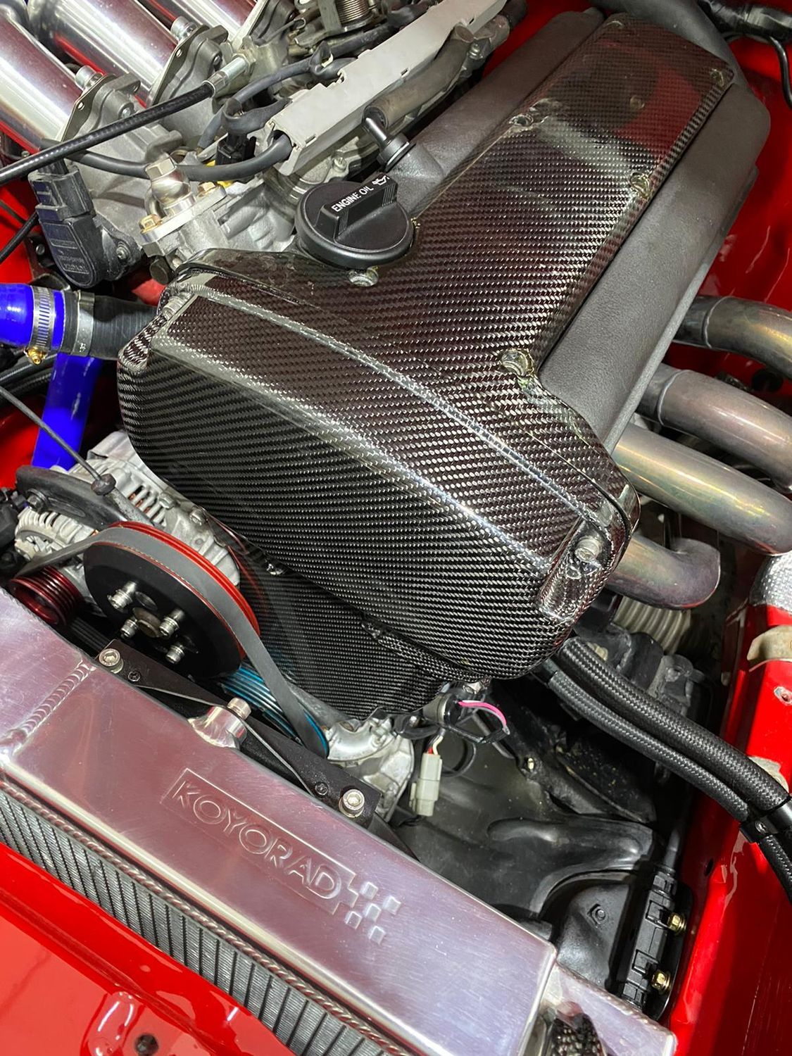 Timing belt cover and spark plug cover from Carbon Fiber for 4A-GE engine (Gen4-5)