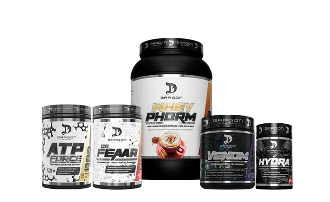 MUSCLE BUILDING STACK (FOR HIM)

- WHEYPHORM 

- VENOM

- ATP FORCE

- DR.FEAAR - PEACH GUAVA

- HYDRA