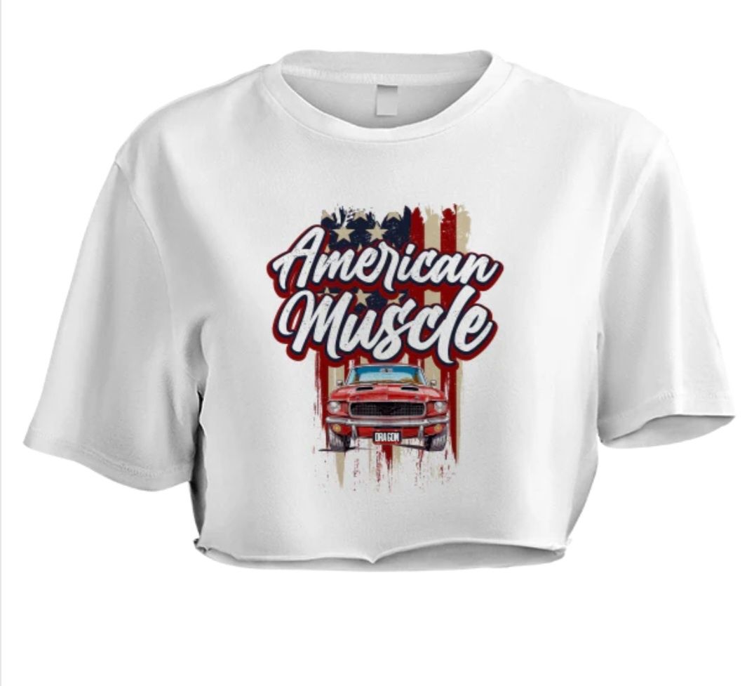 AMERICAN MUSCLE OVERSIZED CROP TEE