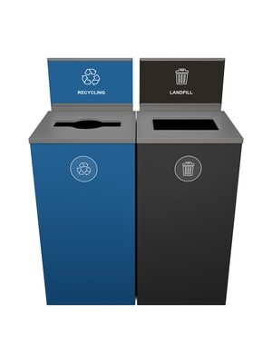 Spectrum® Series - Double - Cube - Blue/Black - Mixed/Full - Recycling/Landfill