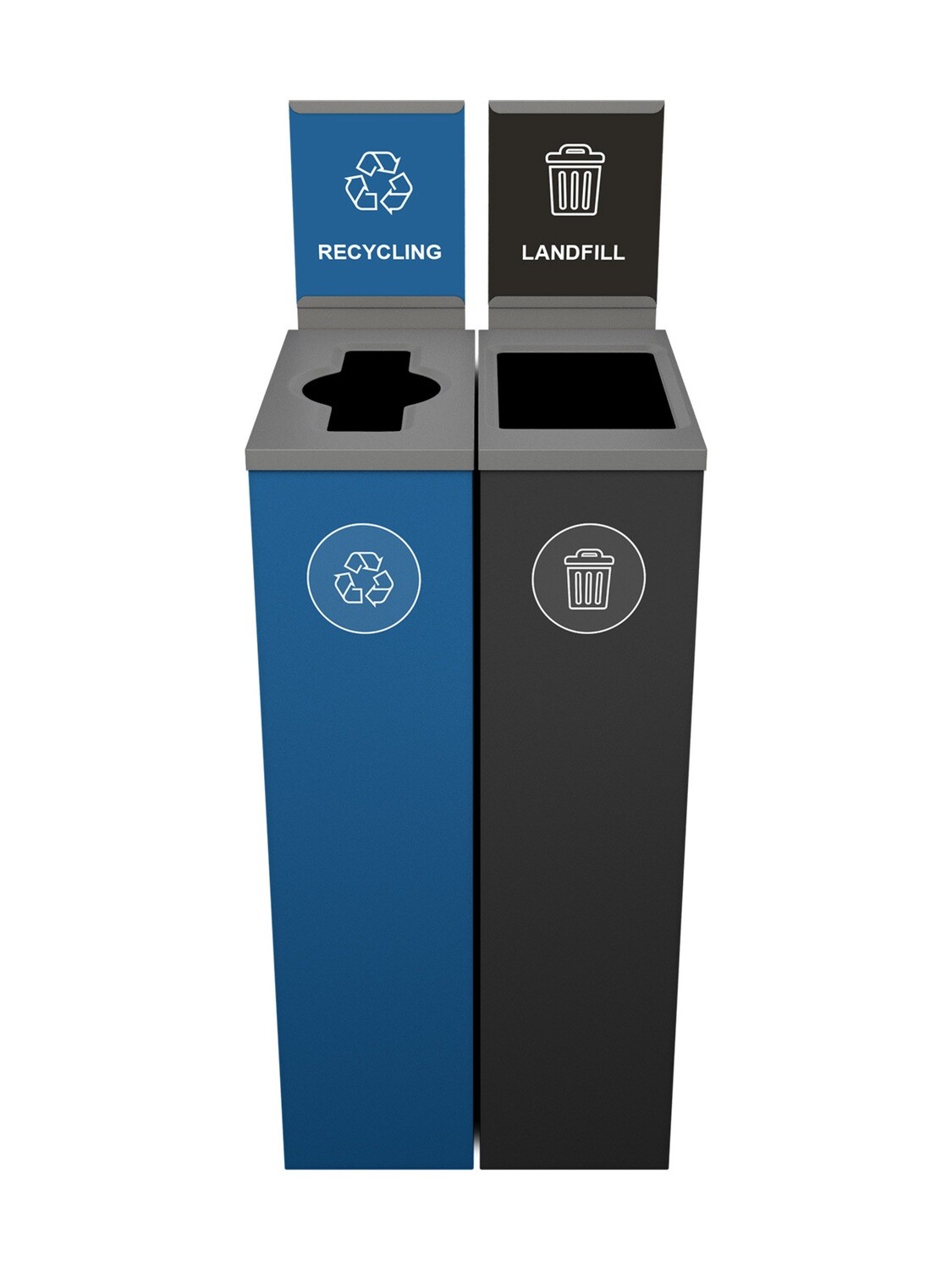Spectrum® Series - Double - Cube Slim - Blue/Black - Mixed/Full - Recycling/Landfill