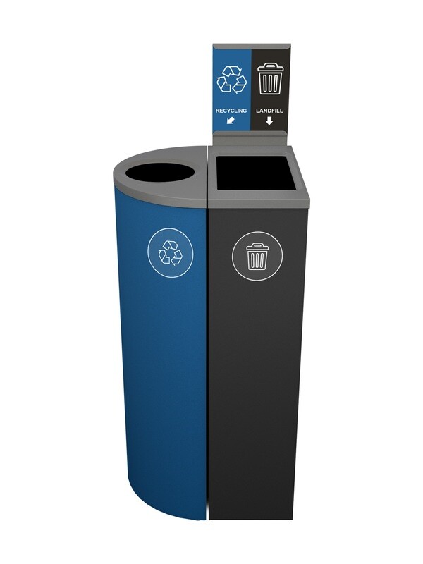 Spectrum® Series - Double - Ellipse Slim + Cube Slim - Blue/Black - Circle/Full - Recycling/Landfill