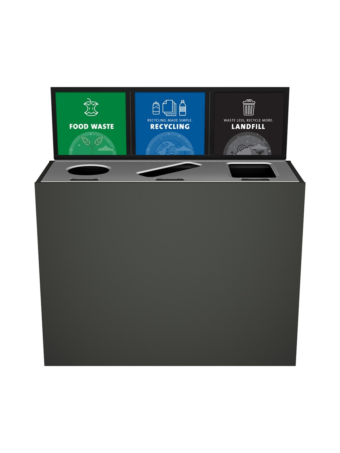 Aristata® Series - Triple - Slate Finish - Circle/Slot/Full - Food Waste/Recycling/Landfill