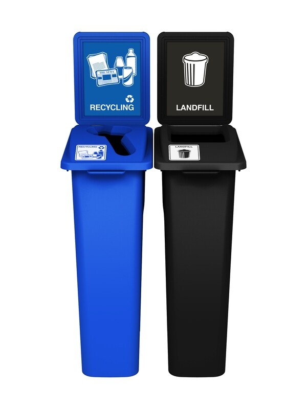 Waste Watcher® Series - 23G - Double - Blue/Black - Mixed/Full - Recycling/Landfill