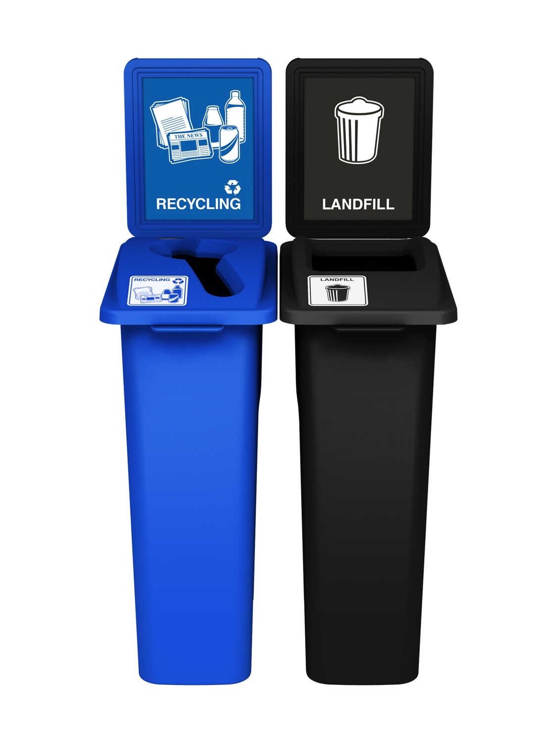 Waste Watcher® Series - 20G - Double - Blue/Black - Mixed/Full - Recycling/Landfill