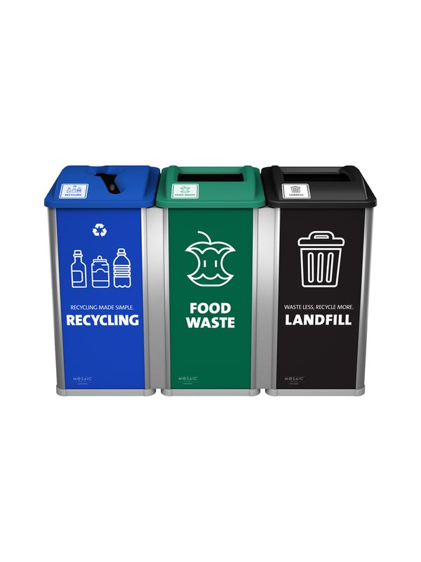 Mosaic™ Series - 96G - Triple - Blue/Green/Black - Mixed/Full/Full - Recycling/Food Waste/Landfill