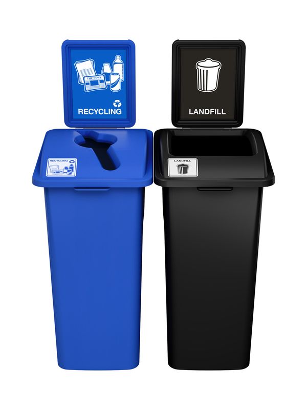 Waste Watcher® XL Series - 32G - Double - Blue/Black - Mixed/Full - Recycling/Landfill