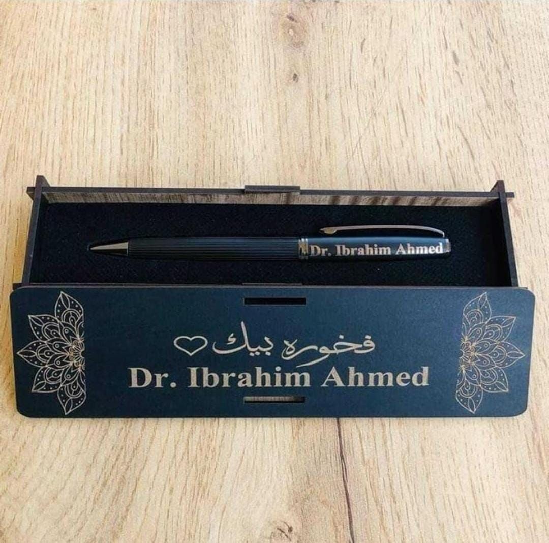 Metal Pen with wooden box