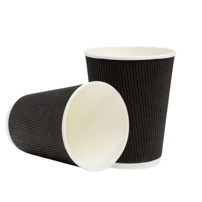 BLACK COFFEE CUP RIPPLED DOUBLE WALL NO.8 CTN500 C&amp;L