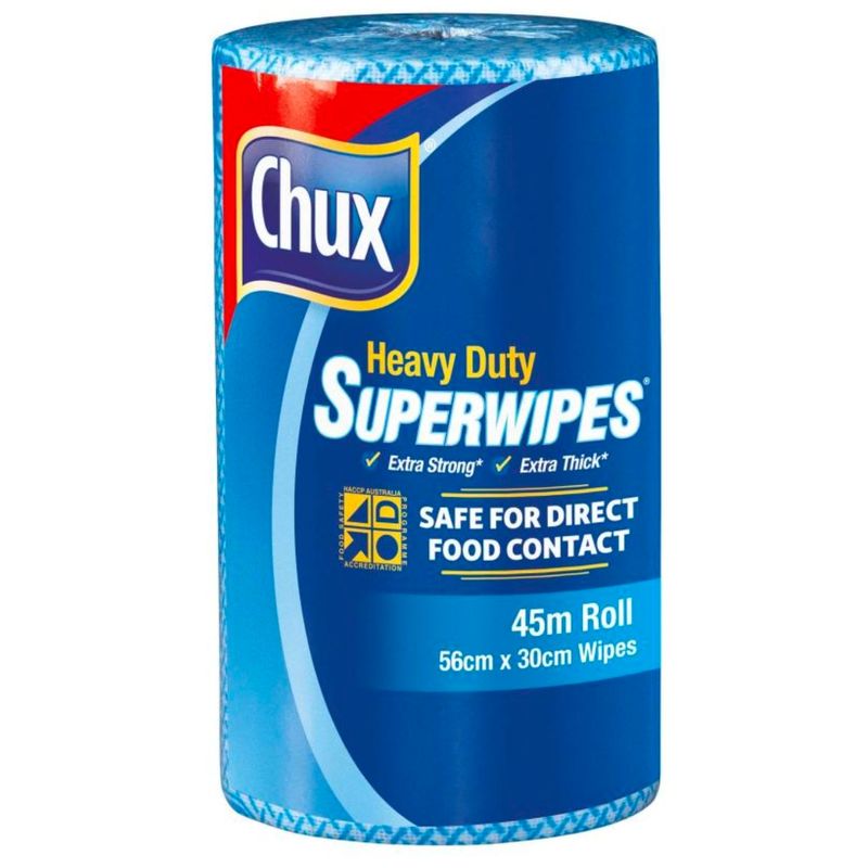 WIPE BLUE 300MMX45M 1ROLL CHUX (6/CTN)