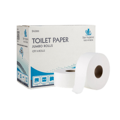 TOILET PAPER JUMBO ROLL 2PLY 300M CTN8 CL
