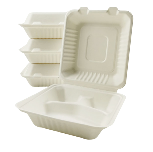 9&quot; LARGE COMPARTMENT DINNER BOX 1300ML (200pcs) - (SUGARCANE) AP5