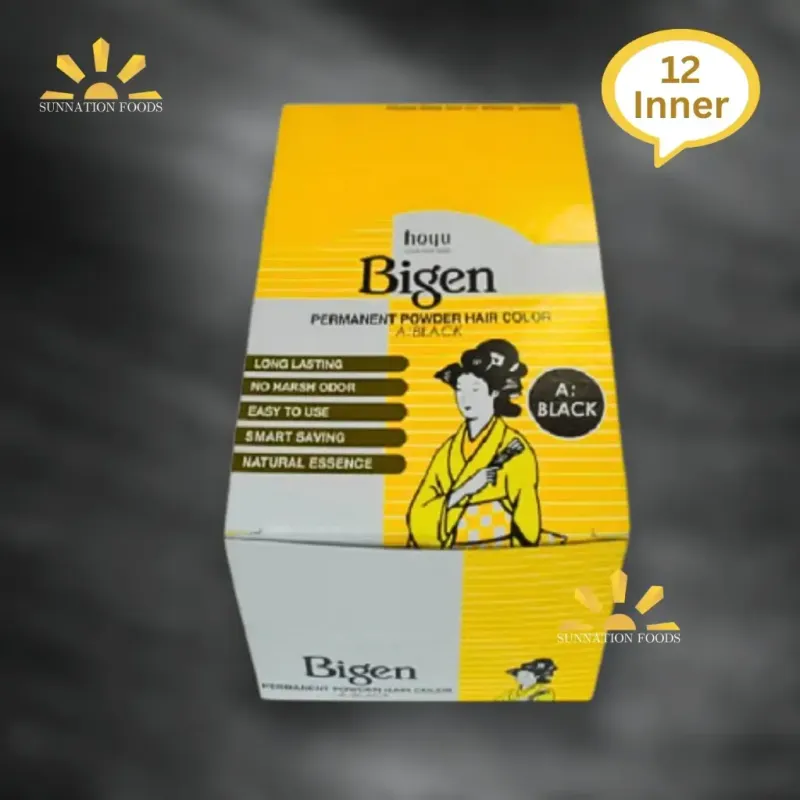 BIGEN HAIR DYE POWDER BLACK 12x12's (inner)