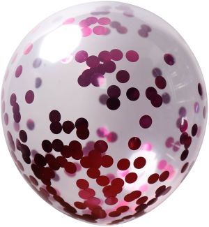 12" Clear Round Confetti Fuchsia