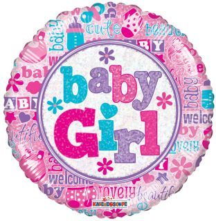 18" Baby Girl Holographic Balloon