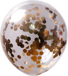 12" Clear Round Confetti Gold