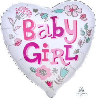 18" Baby Girl Heart Balloon