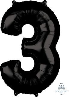 26" Black Number 3 Balloon