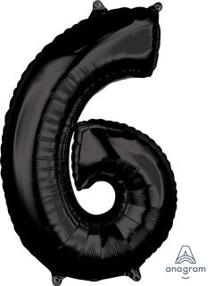 26" Black Number 6 Balloon