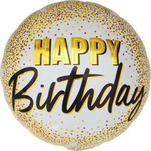 18" Happy Birthday Gold Confetti Balloon