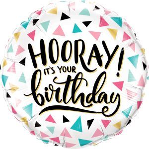 18" Hooray! It's Your Birthday Colorful Triangles Balloon